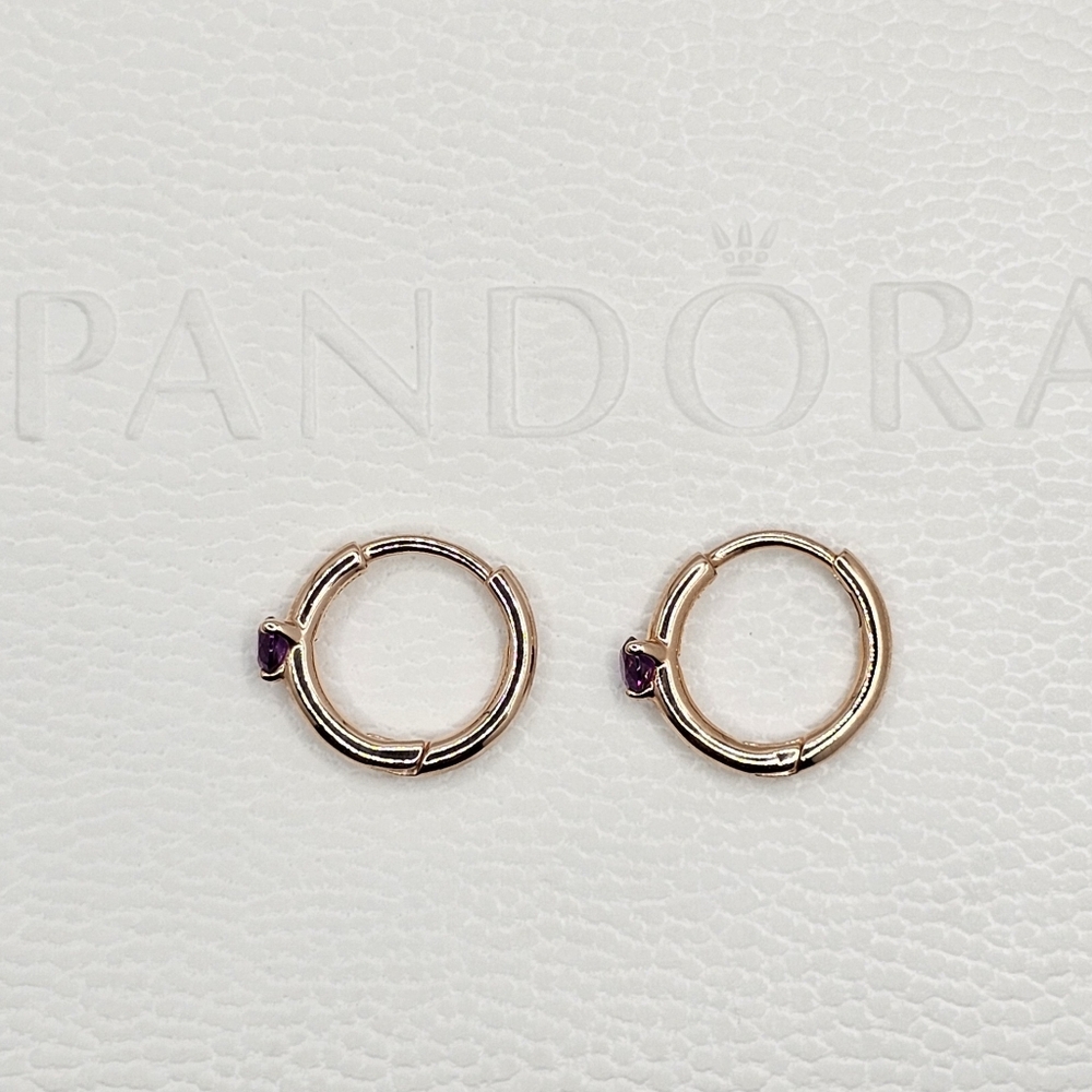🎁 Authentic Pandora ROSE HOOP EARRINGS - Picture 4 of 9